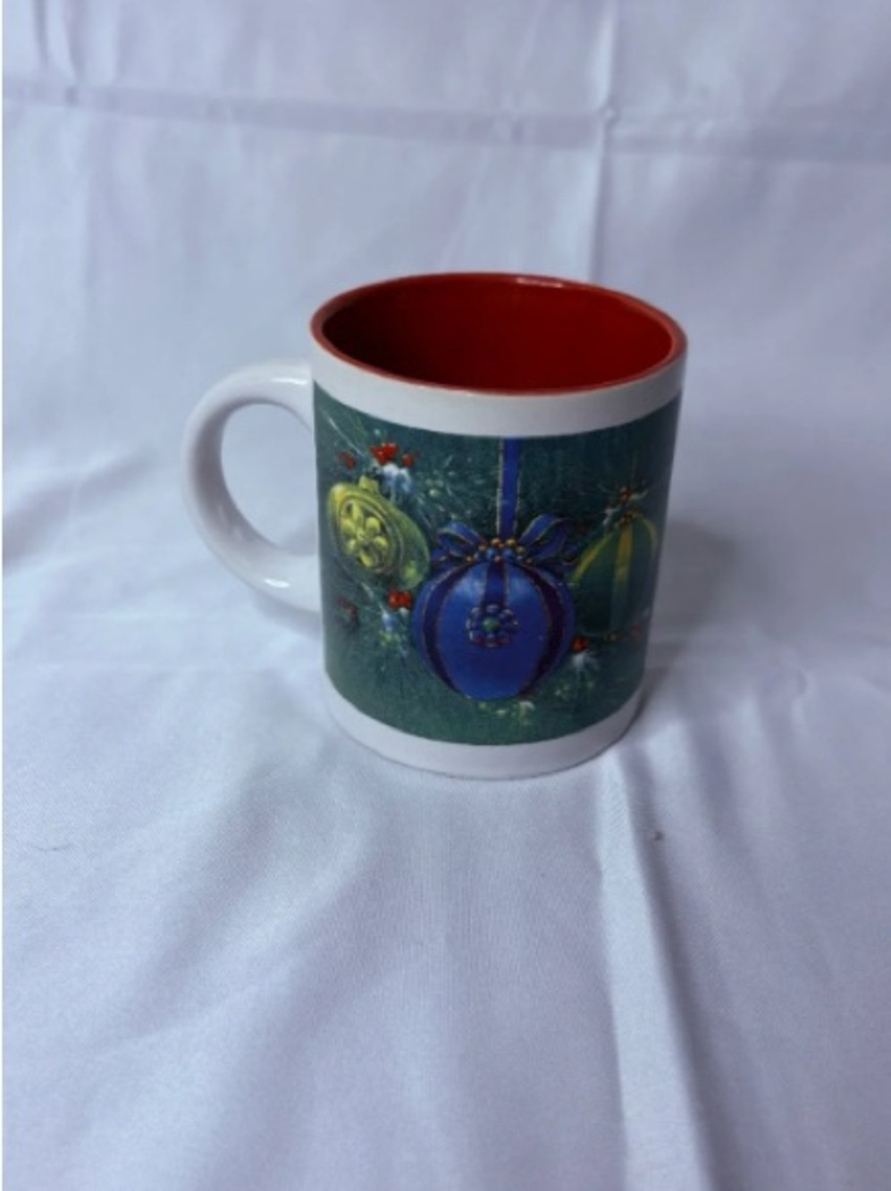 Festive Ornament Ceramic Mug with Red Interior